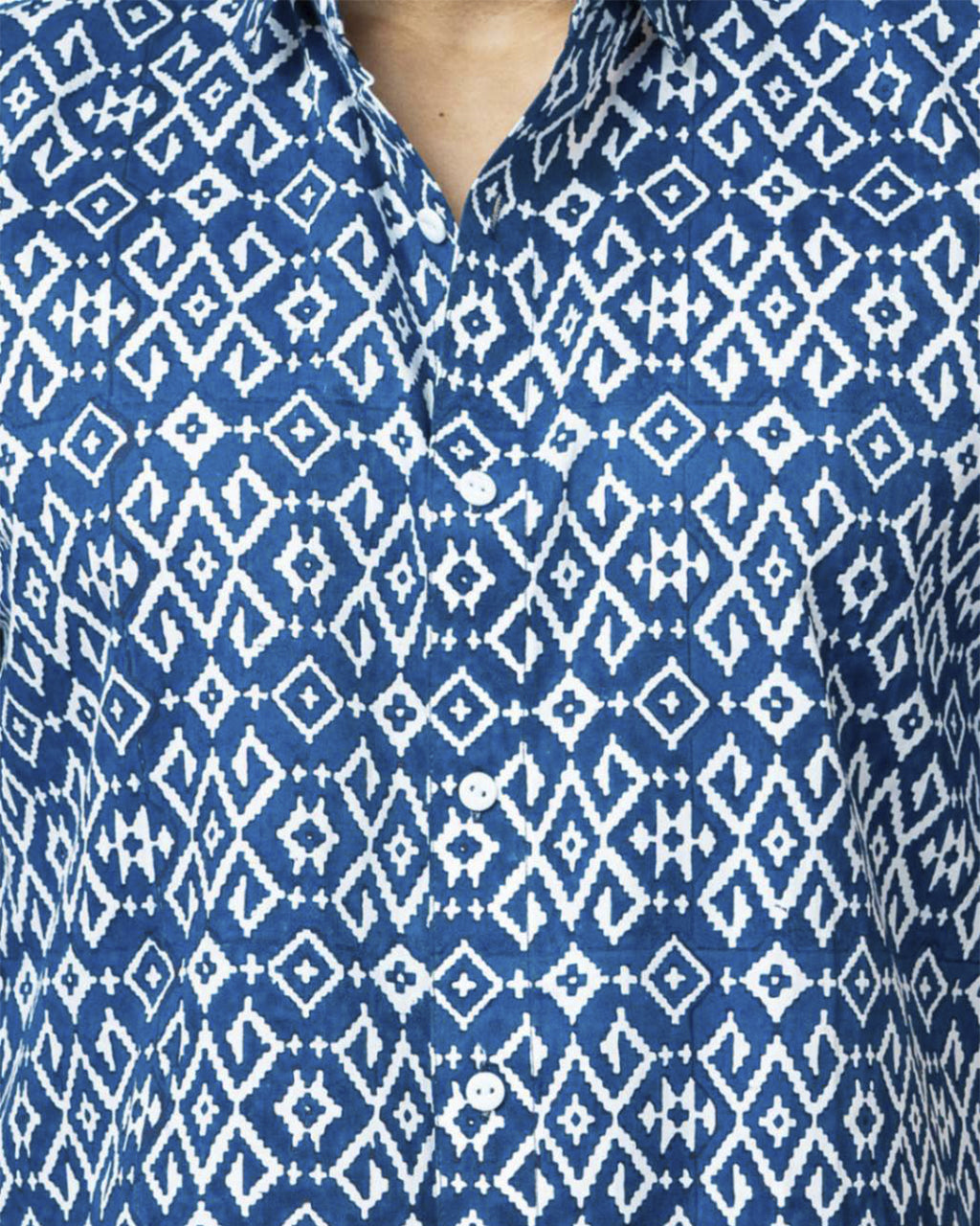 Blue Ikat Print Regular Print Cotton Shirt