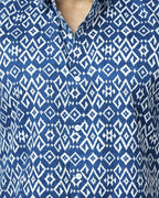 Blue Ikat Print Regular Print Cotton Shirt
