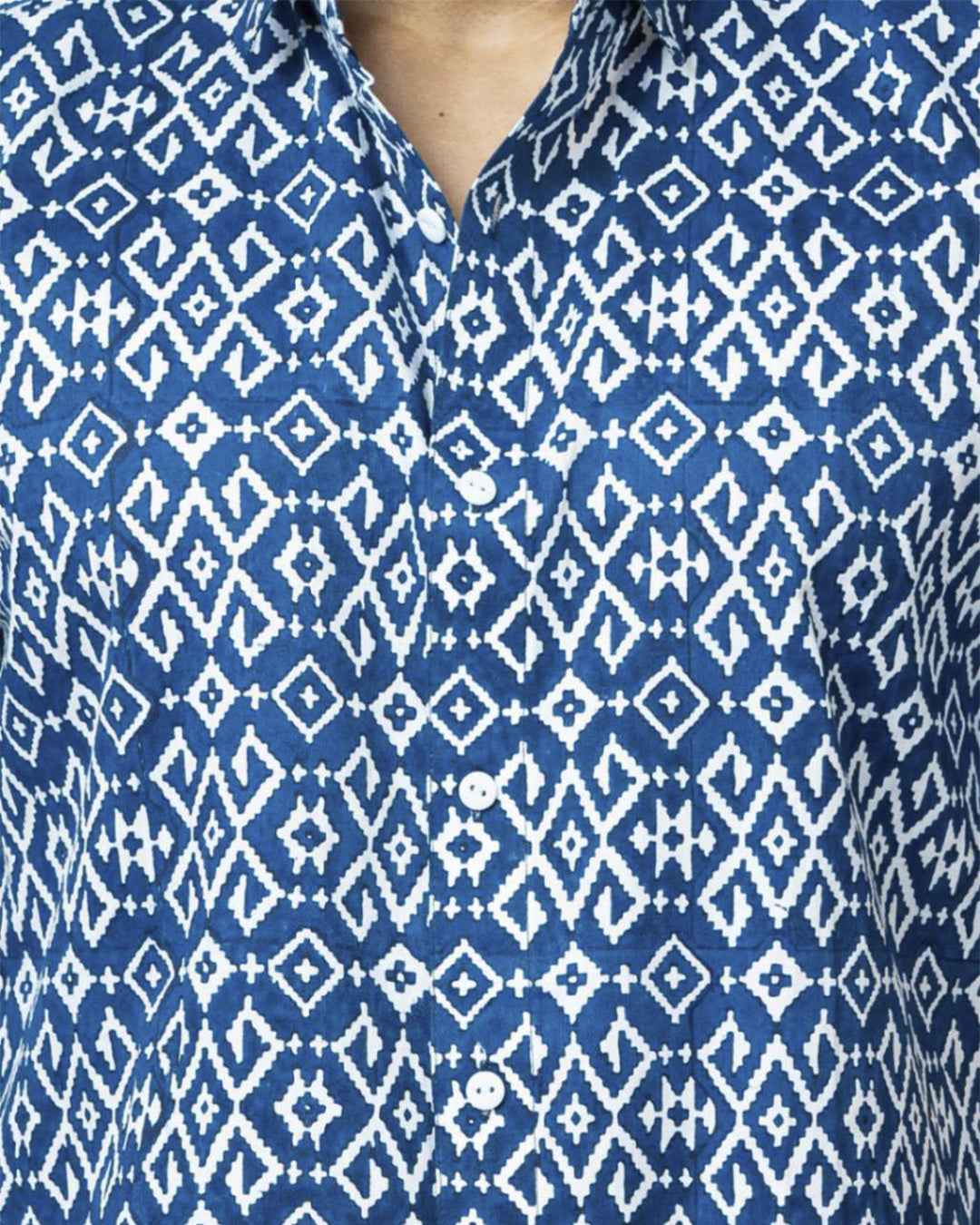 Blue Ikat Print Regular Print Cotton Shirt