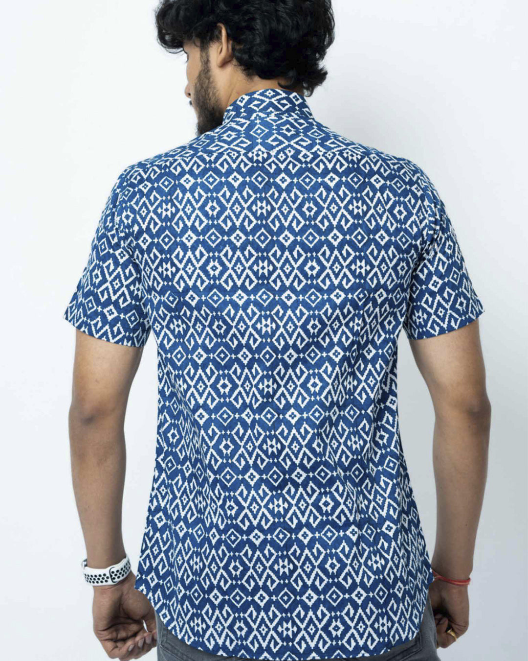Blue Ikat Print Regular Print Cotton Shirt