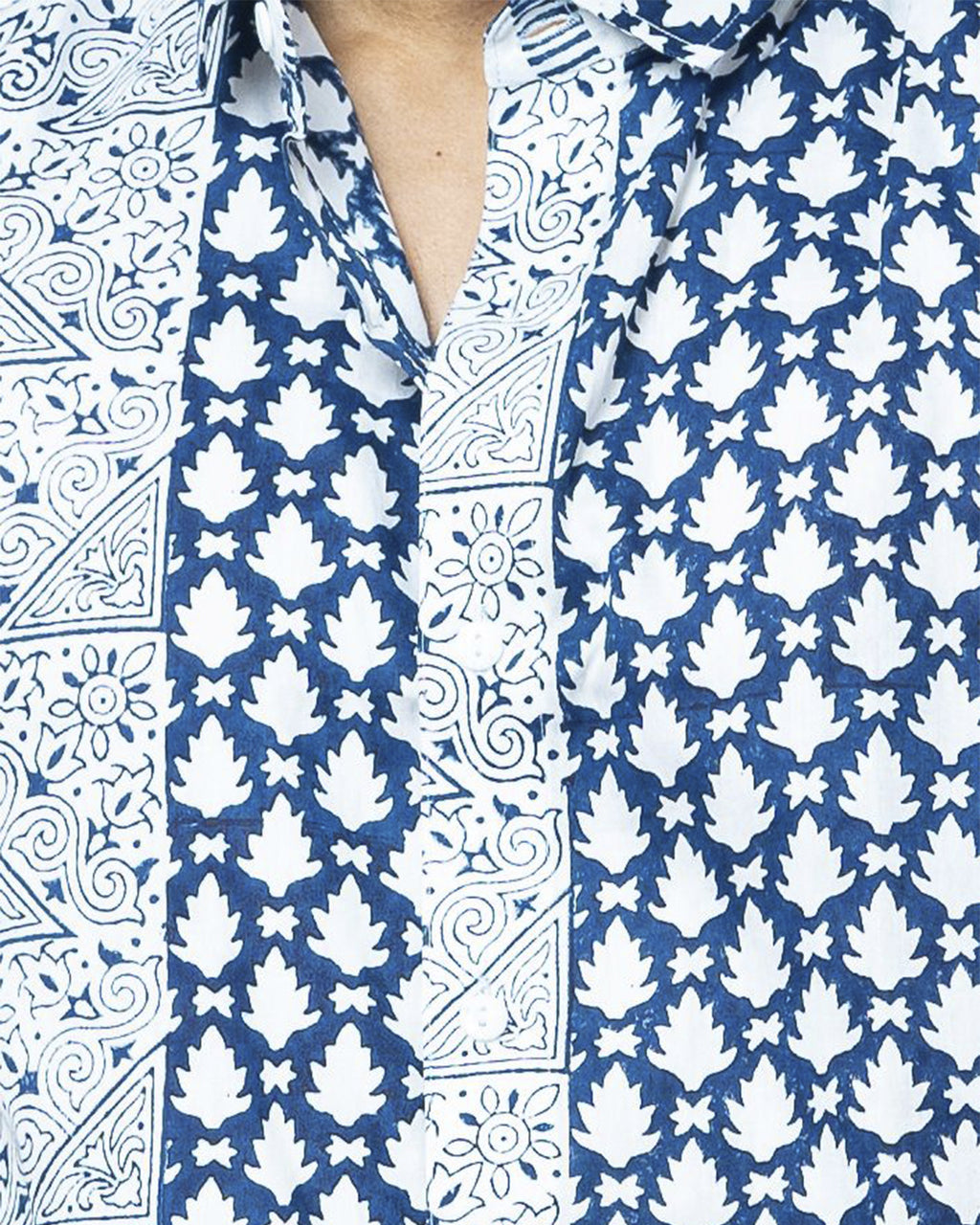 Blue Motif Block Print Casual Shirt