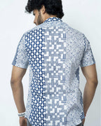 Blue Motif Block Print Casual Shirt