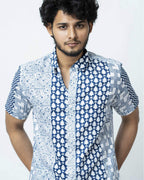 Blue Motif Block Print Casual Shirt
