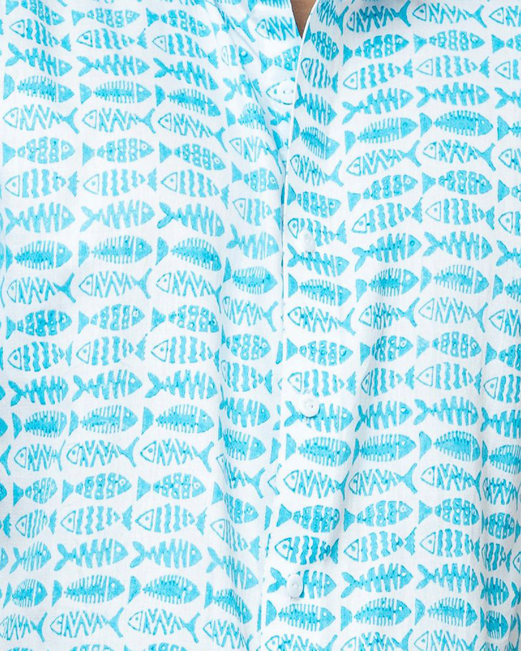 Fish Block Print Smart Cotton Shirt