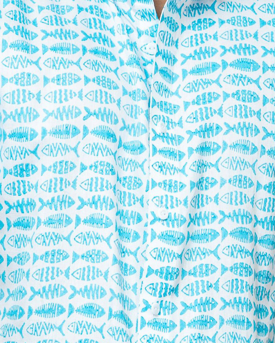 Fish Block Print Smart Cotton Shirt