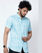 Fish Block Print Smart Cotton Shirt