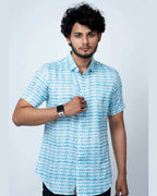 Fish Block Print Smart Cotton Shirt