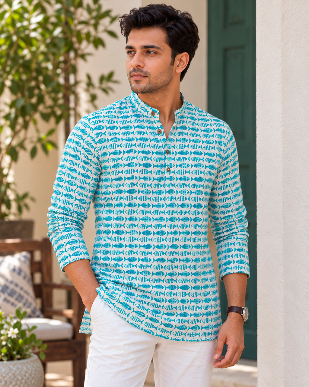 Fish Printed Kurta