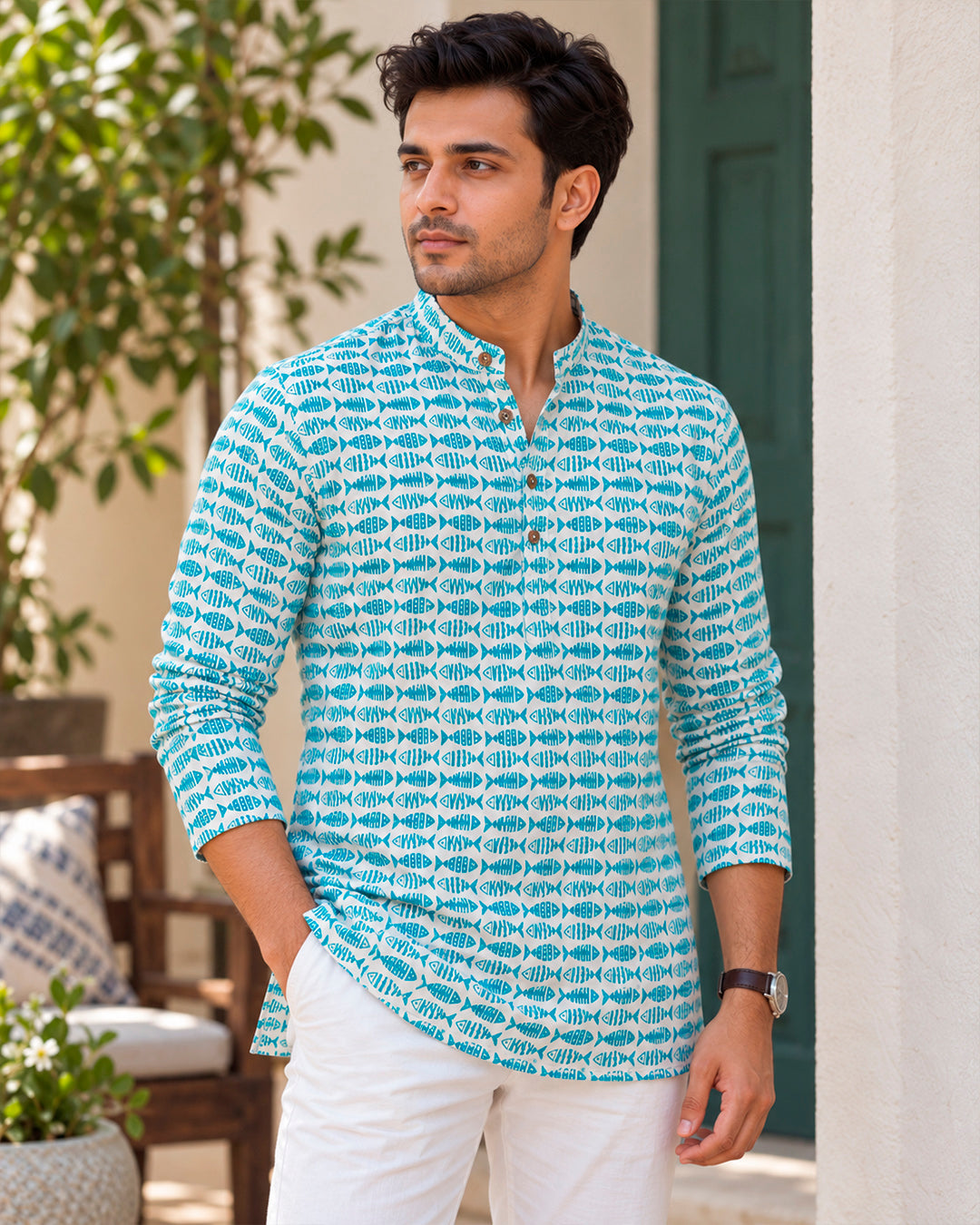 Fish Printed Kurta