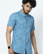 Blue Chintz Block Print Slim Fit Shirt