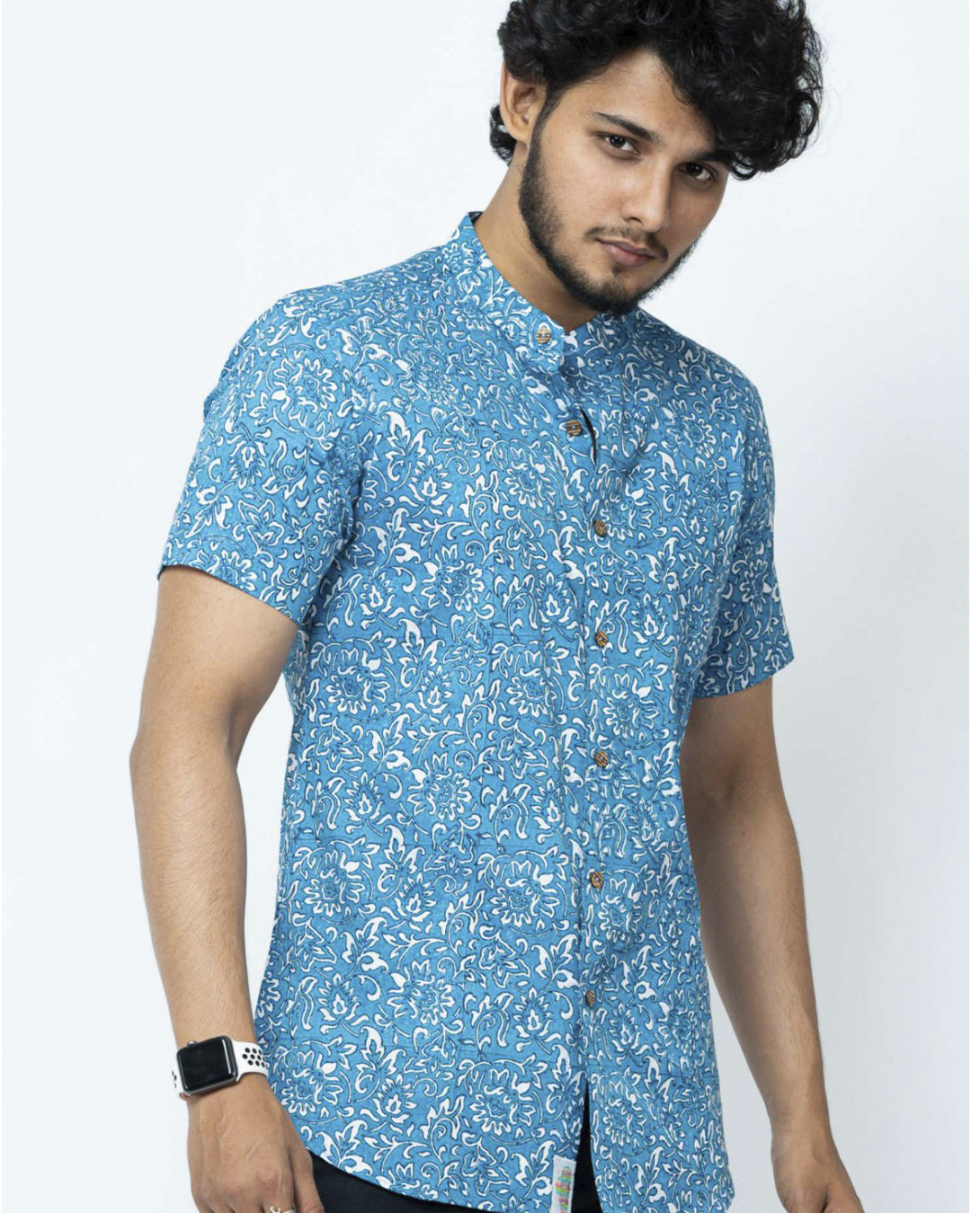 Blue Chintz Block Print Slim Fit Shirt