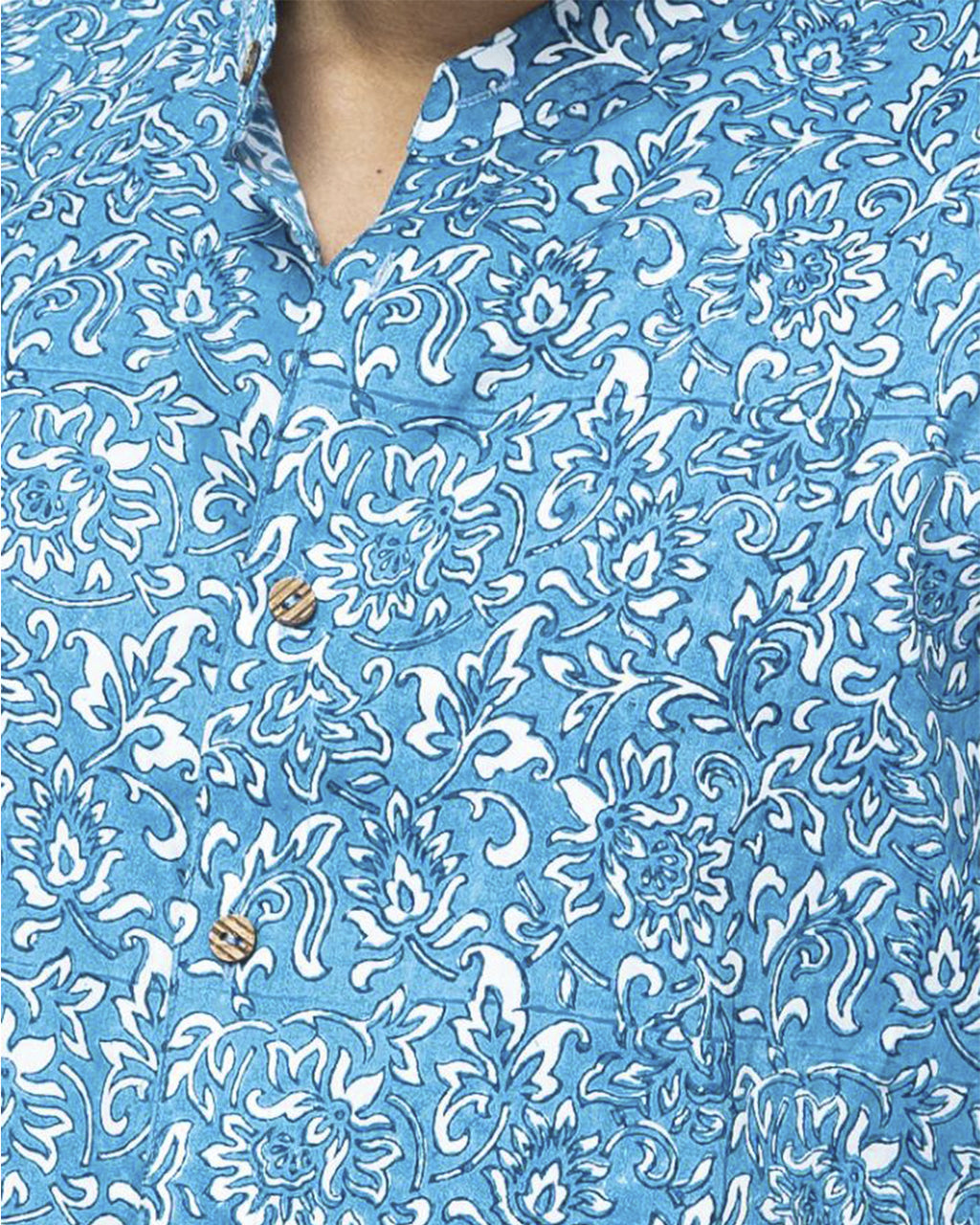 Blue Chintz Block Print Slim Fit Shirt
