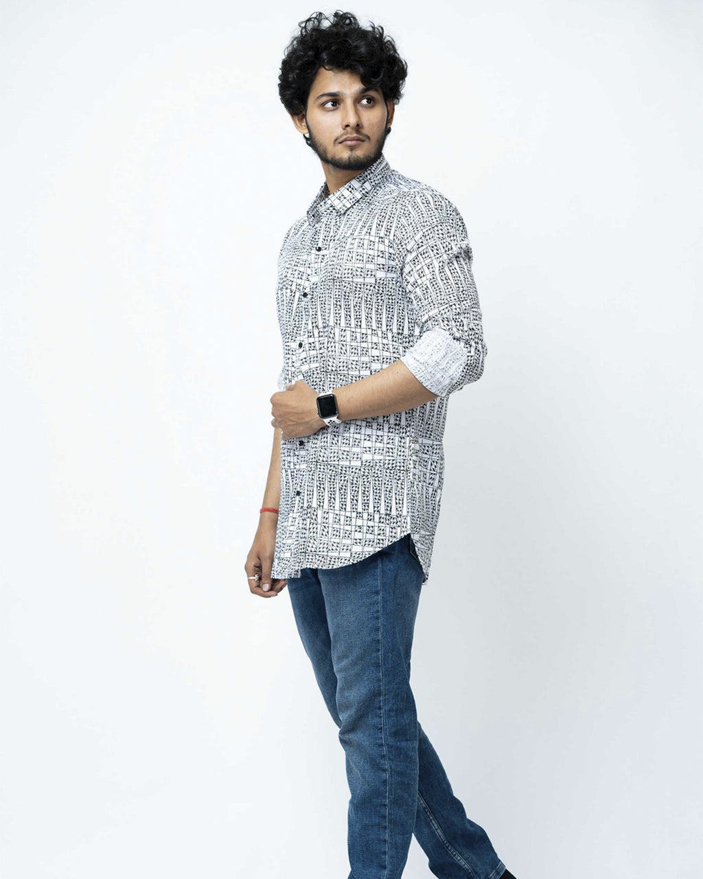 Black & White Checks Full Sleeve Mens Shirt