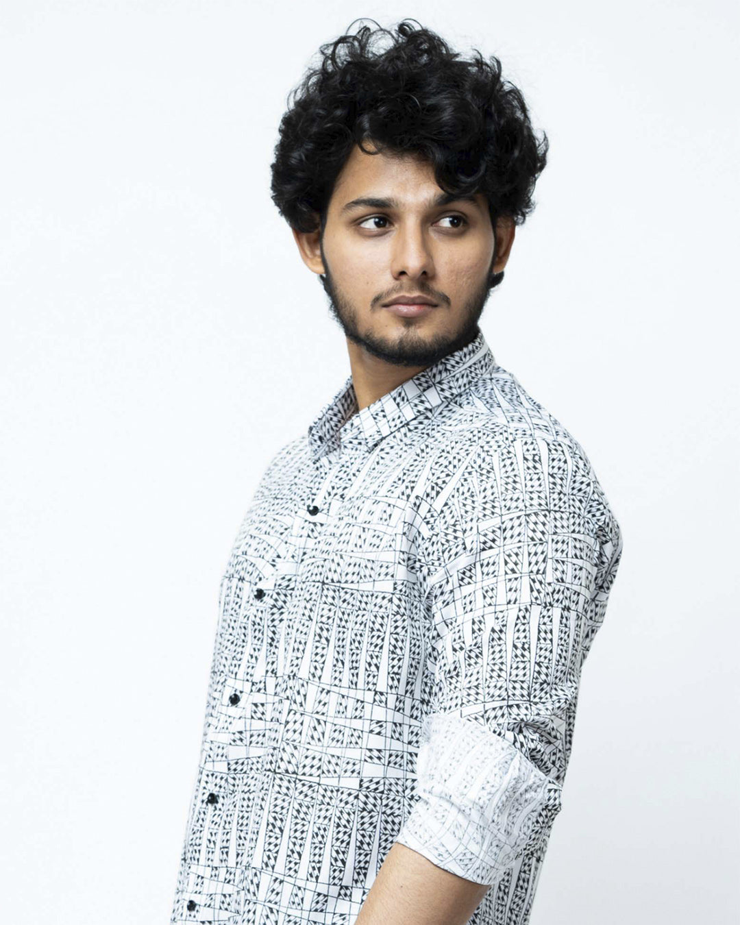 Black & White Checks Full Sleeve Mens Shirt