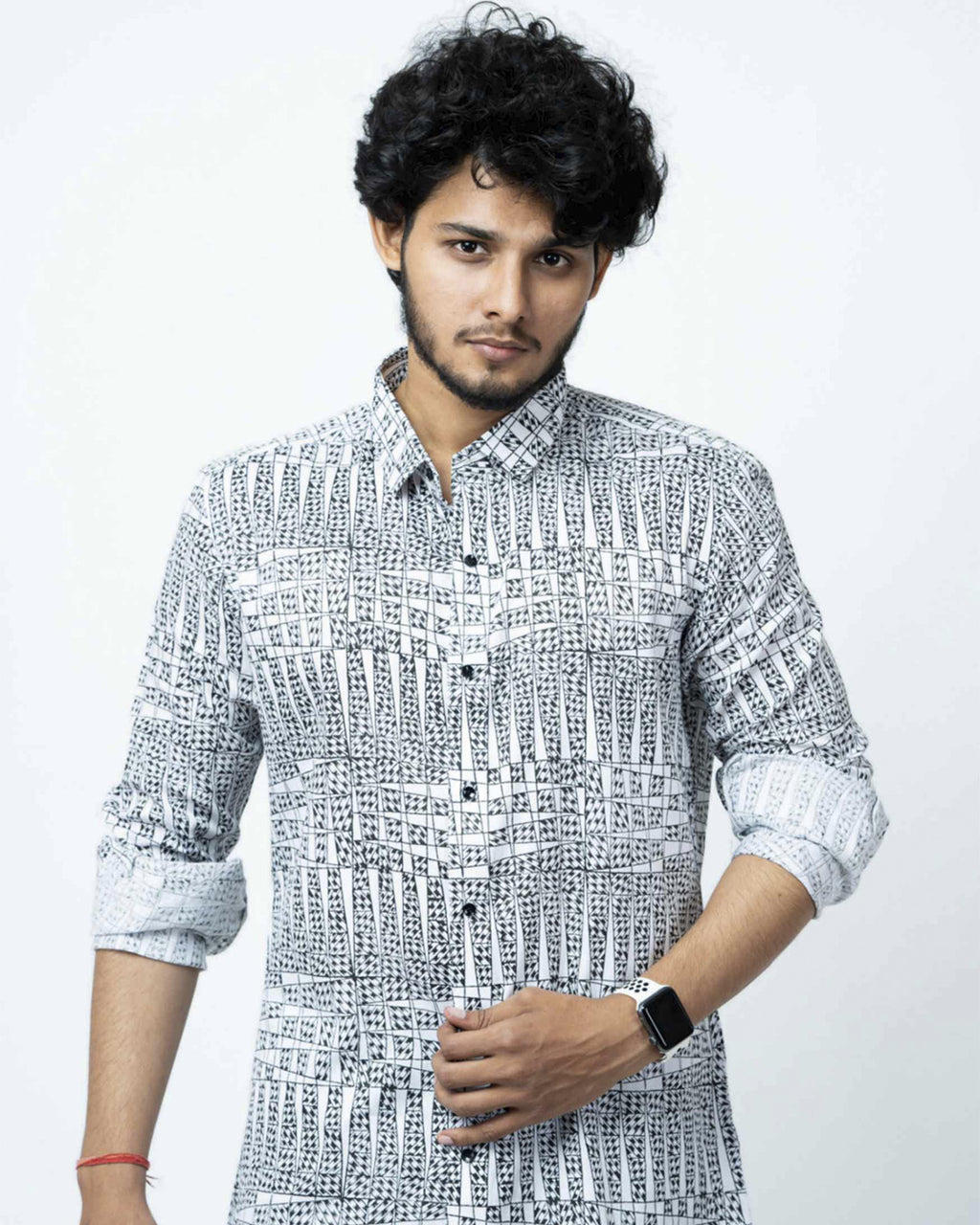 Black & White Checks Full Sleeve Mens Shirt