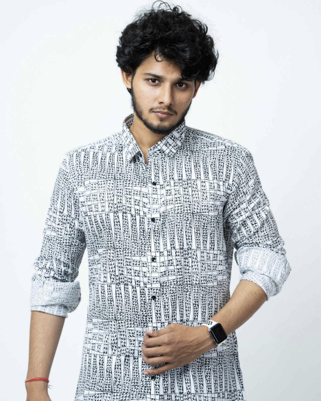 Black & White Checks Full Sleeve Mens Shirt