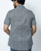 Black And White Zig Zag  Print Summer Regular Fit Shirt.