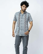 Black & Grey Block  Print Regular Fit Shirt