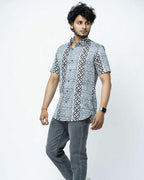 Black & Grey Block  Print Regular Fit Shirt
