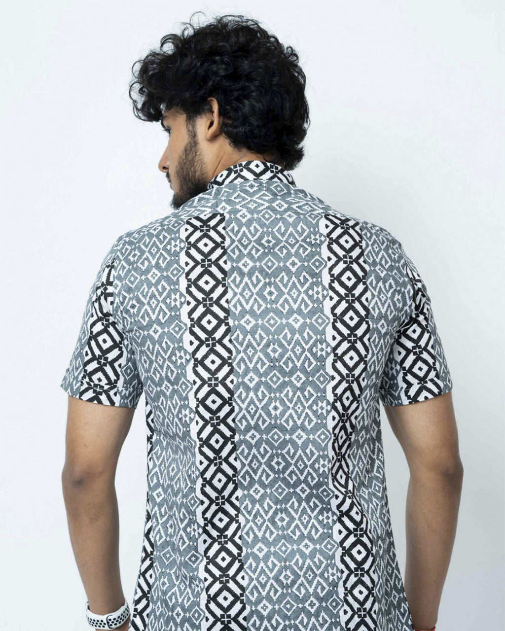 Black & Grey Block  Print Regular Fit Shirt