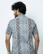 Black & Grey Block  Print Regular Fit Shirt