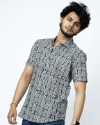Black & White Smart Casual  Cotton Shirt.