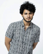 Black & White Smart Casual  Cotton Shirt.