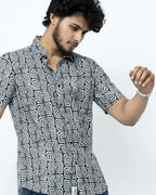 Black & White Smart Casual  Cotton Shirt.