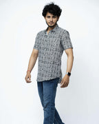 Black & White Smart Casual  Cotton Shirt.