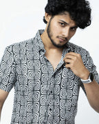 Black & White Smart Casual  Cotton Shirt.
