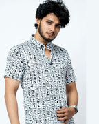 Egyptian Hand Block Print Mens Half Shirt.