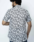 Monochrome Basket Weave Printed Shirt