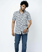 Monochrome Basket Weave Printed Shirt