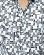 Monochrome Basket Weave Printed Shirt