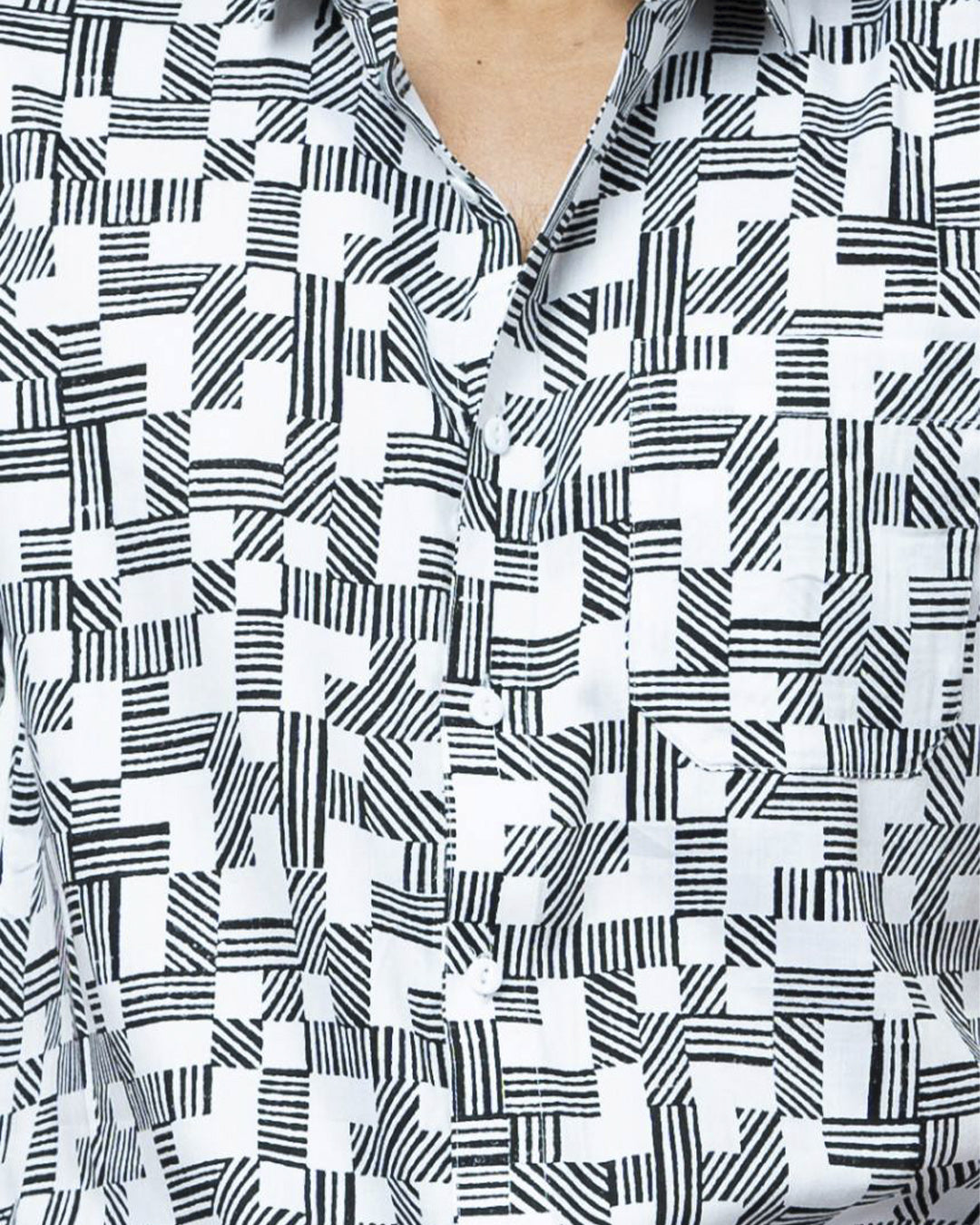 Monochrome Basket Weave Printed Shirt