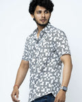 Monochrome Basket Weave Printed Shirt