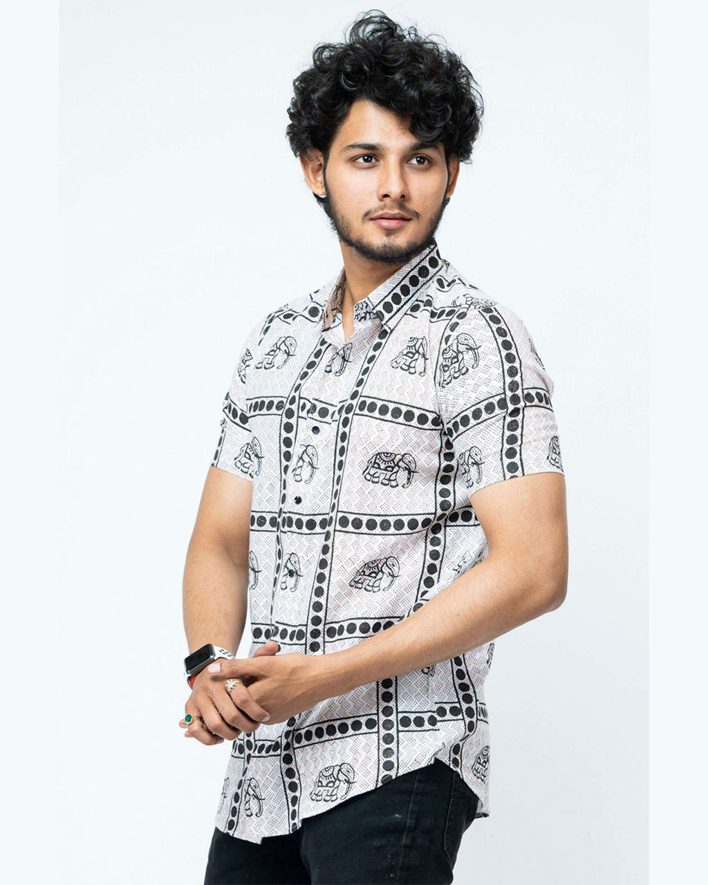 Elephant Block Print Mens Shirt