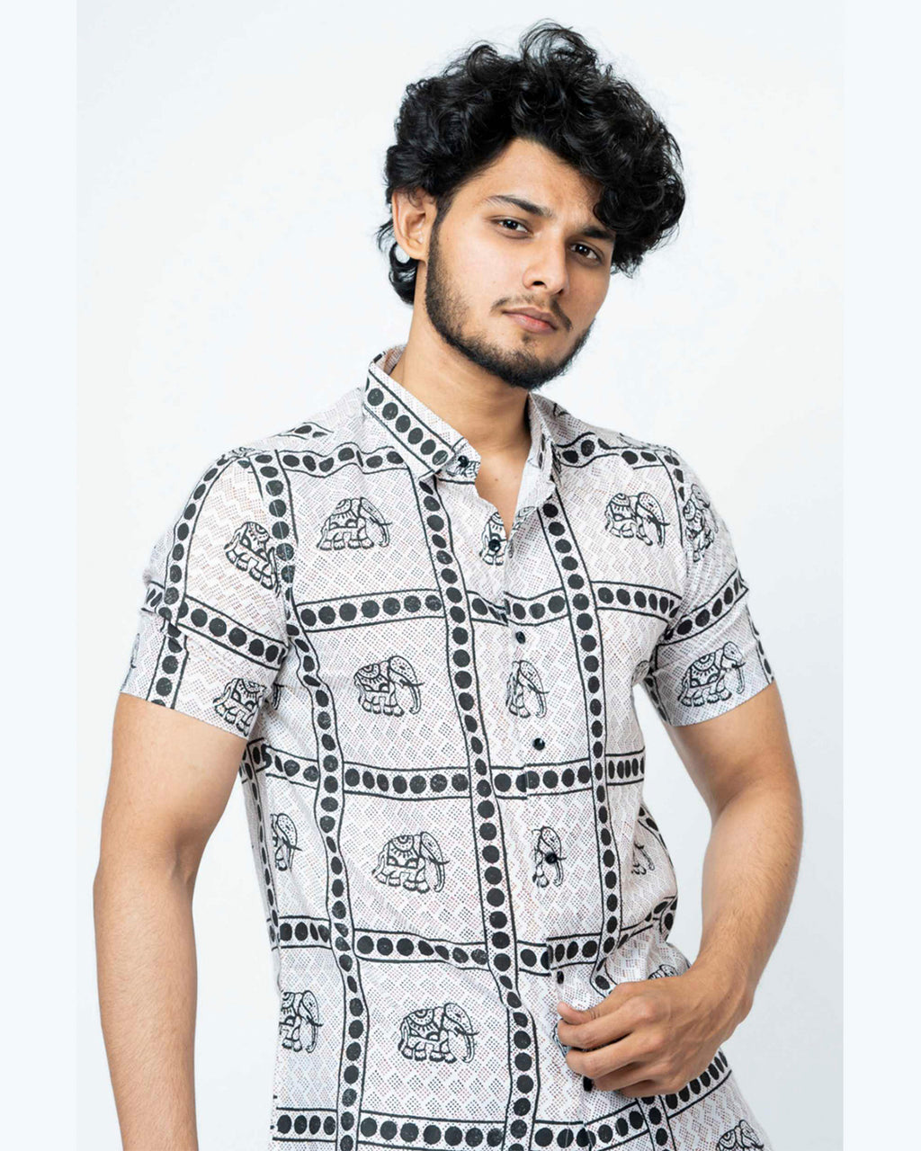 Elephant Block Print Mens Shirt