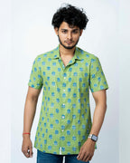 Green Floral Block Printed Shirt
