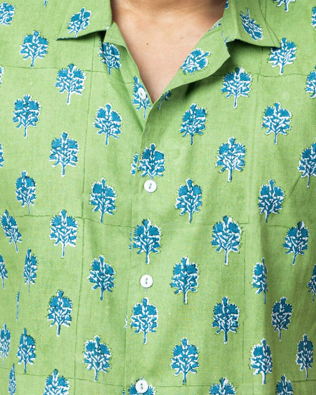 Green Floral Block Printed Shirt