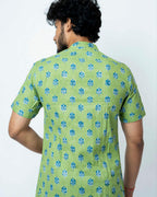 Green Floral Block Printed Shirt