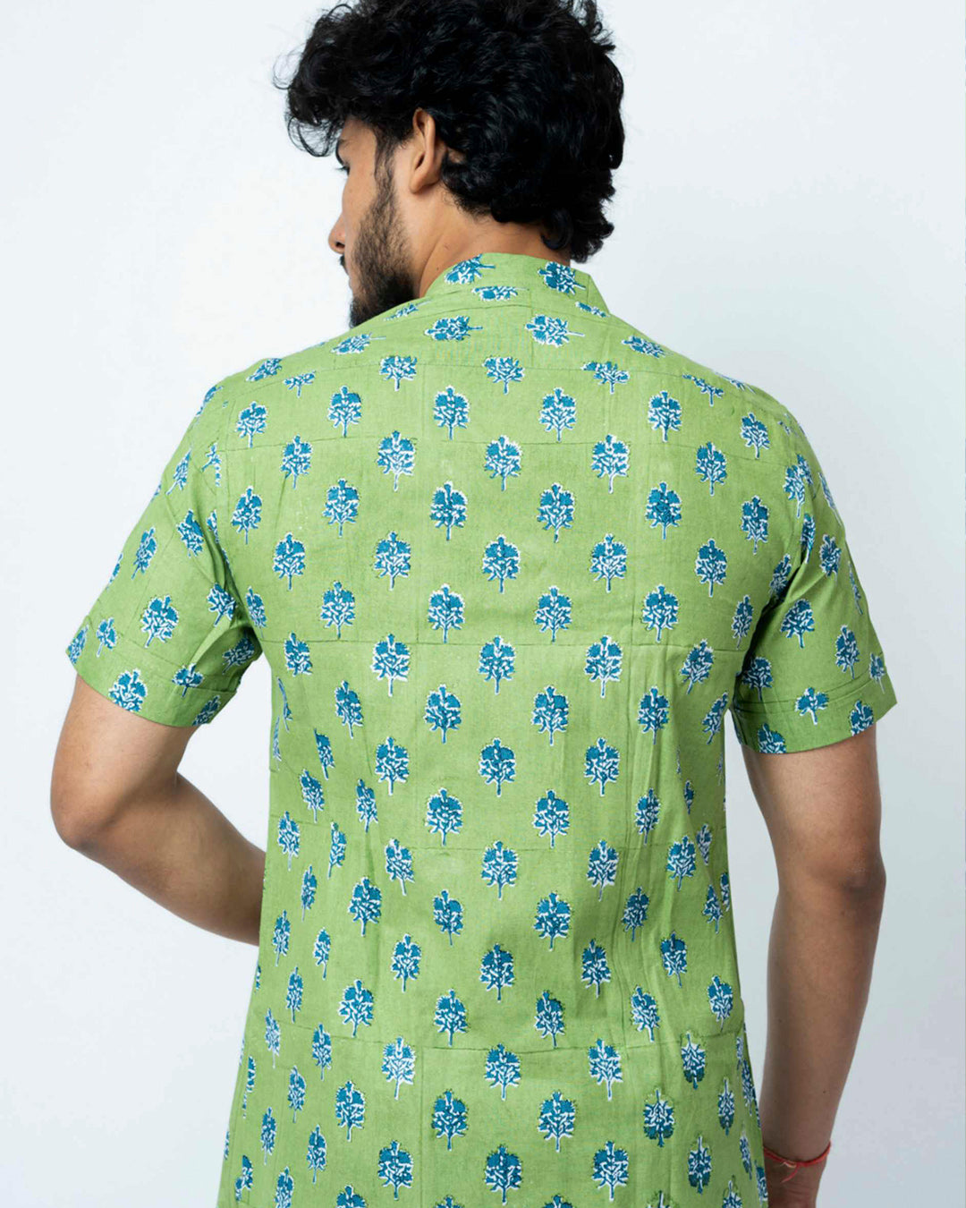 Green Floral Block Printed Shirt