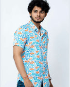 Coral Block Print Smart Fit Mens Shirt