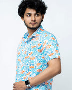 Coral Block Print Smart Fit Mens Shirt