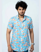 Coral Block Print Smart Fit Mens Shirt