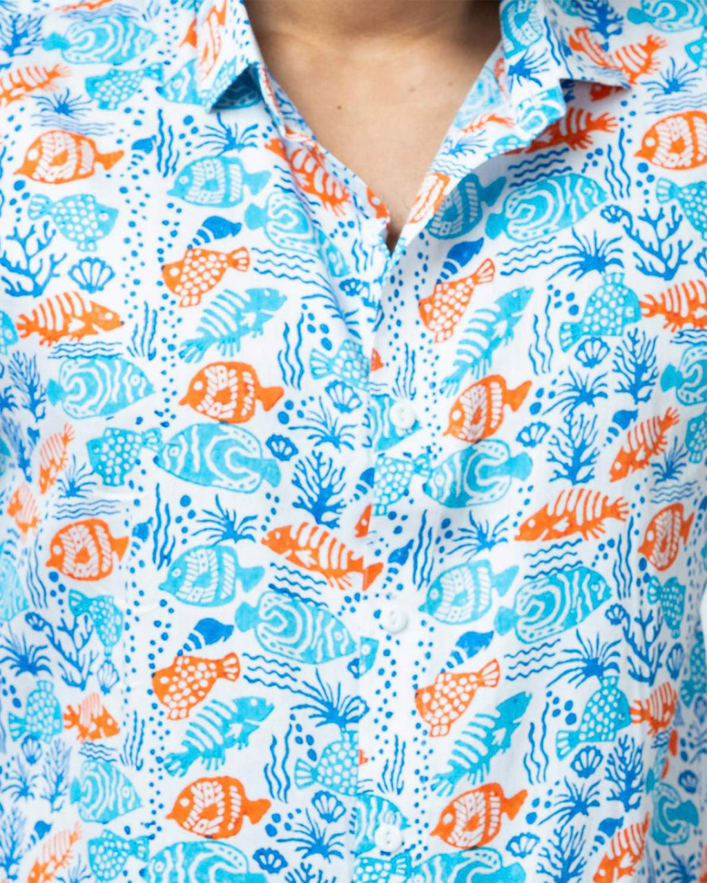 Coral Block Print Smart Fit Mens Shirt