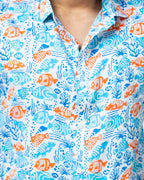 Coral Block Print Smart Fit Mens Shirt