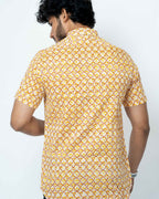 Yellow Mughal Print Mens Half Shirt