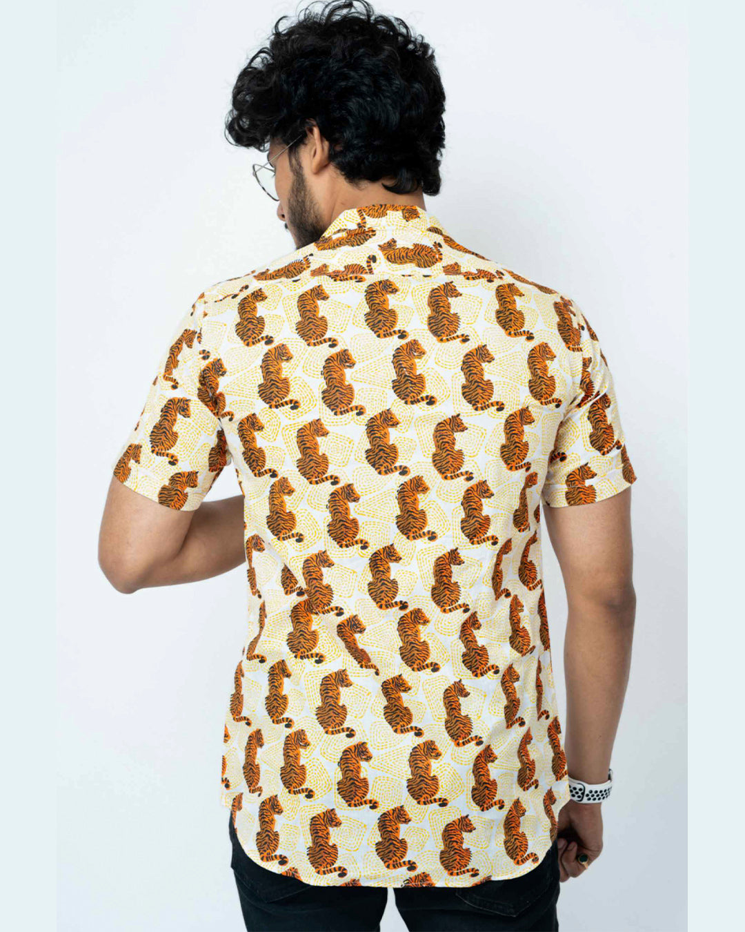 Sher Hand Block Print Mens  Half Shirt