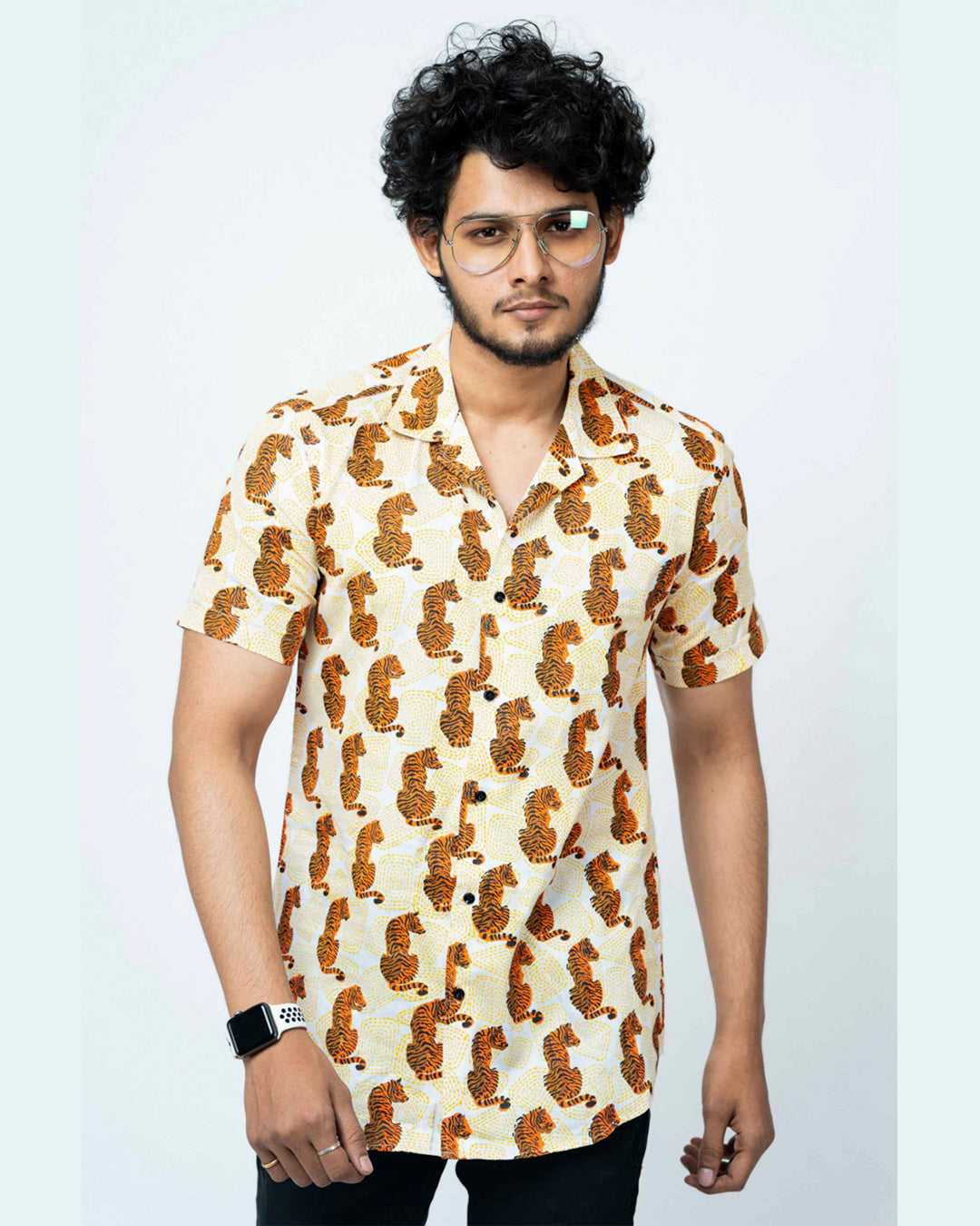 Sher Hand Block Print Mens  Half Shirt